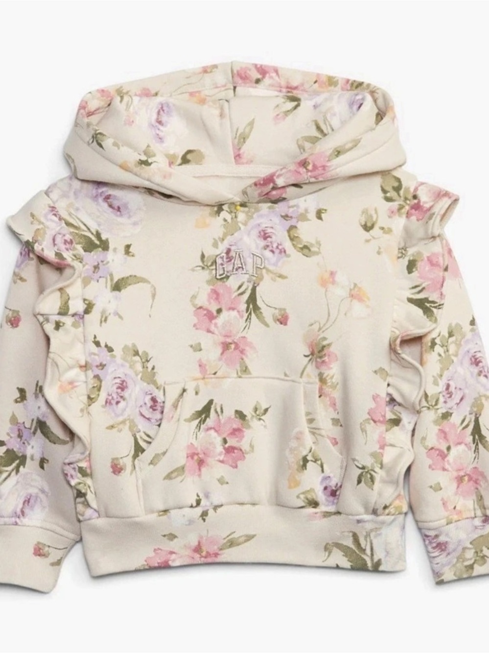 Gap x LoveShackFancy Toddler Floral Ruffle Hoodie Floral Hoodie Cream & Pink